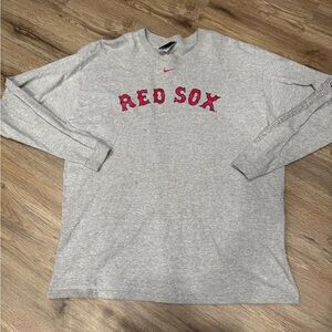 VTG Nike Team Boston Red Sox Long Sleeve Shirt Size XL, MLB 2005 Grey & Red